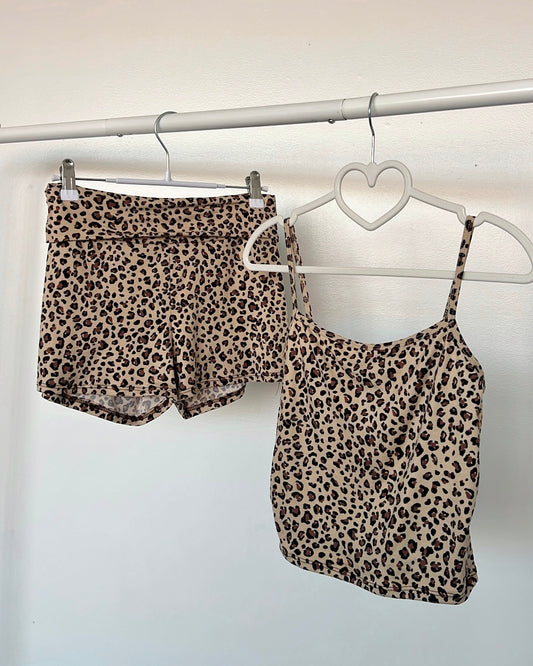 Cheetah Cami & Fold Over Shorts Set