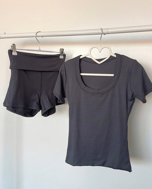 Charcoal (Fold Over) B-Soft Shorts