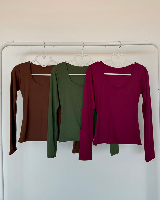 New Olive (Scoop) B-Soft Long Sleeve Top