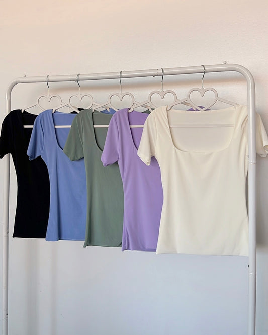 Blue (Venezia) Square Neck Top