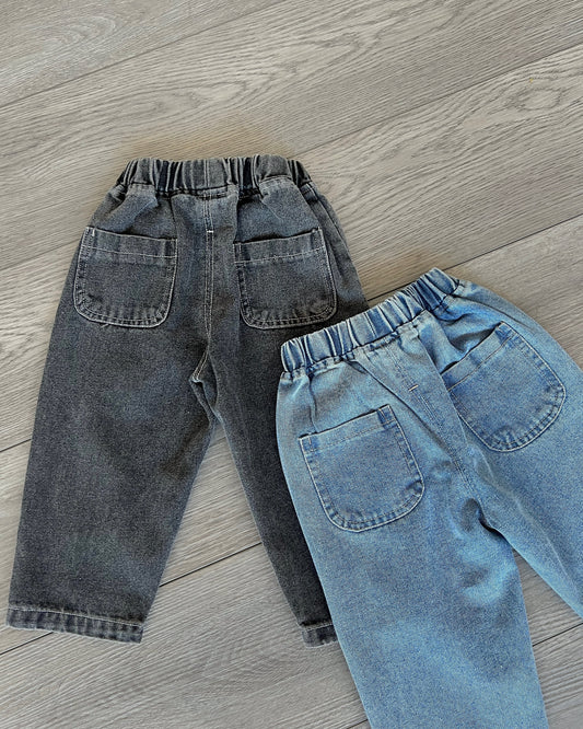 Black Wash Pocket Straight Jeans