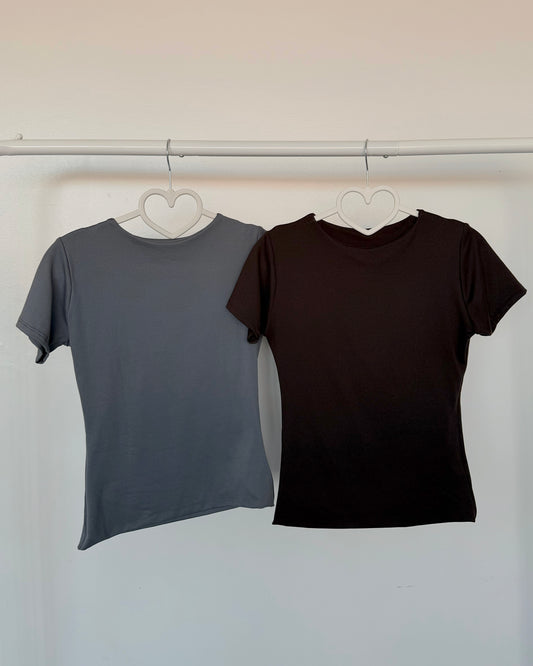Charcoal (Crewneck) B-Soft Short Sleeve Top