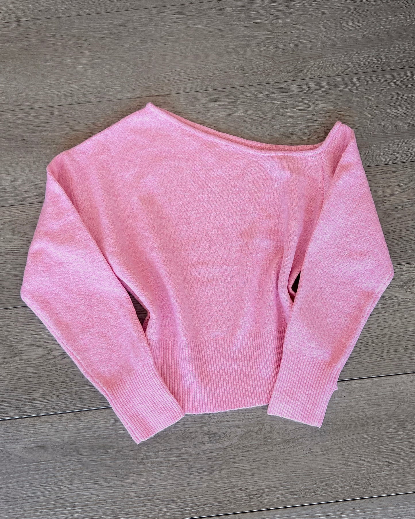 Pink Knit Off The Shoulder Top