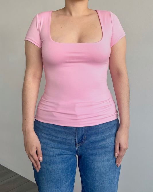 Pink (Square) B-Soft Short Sleeve Top