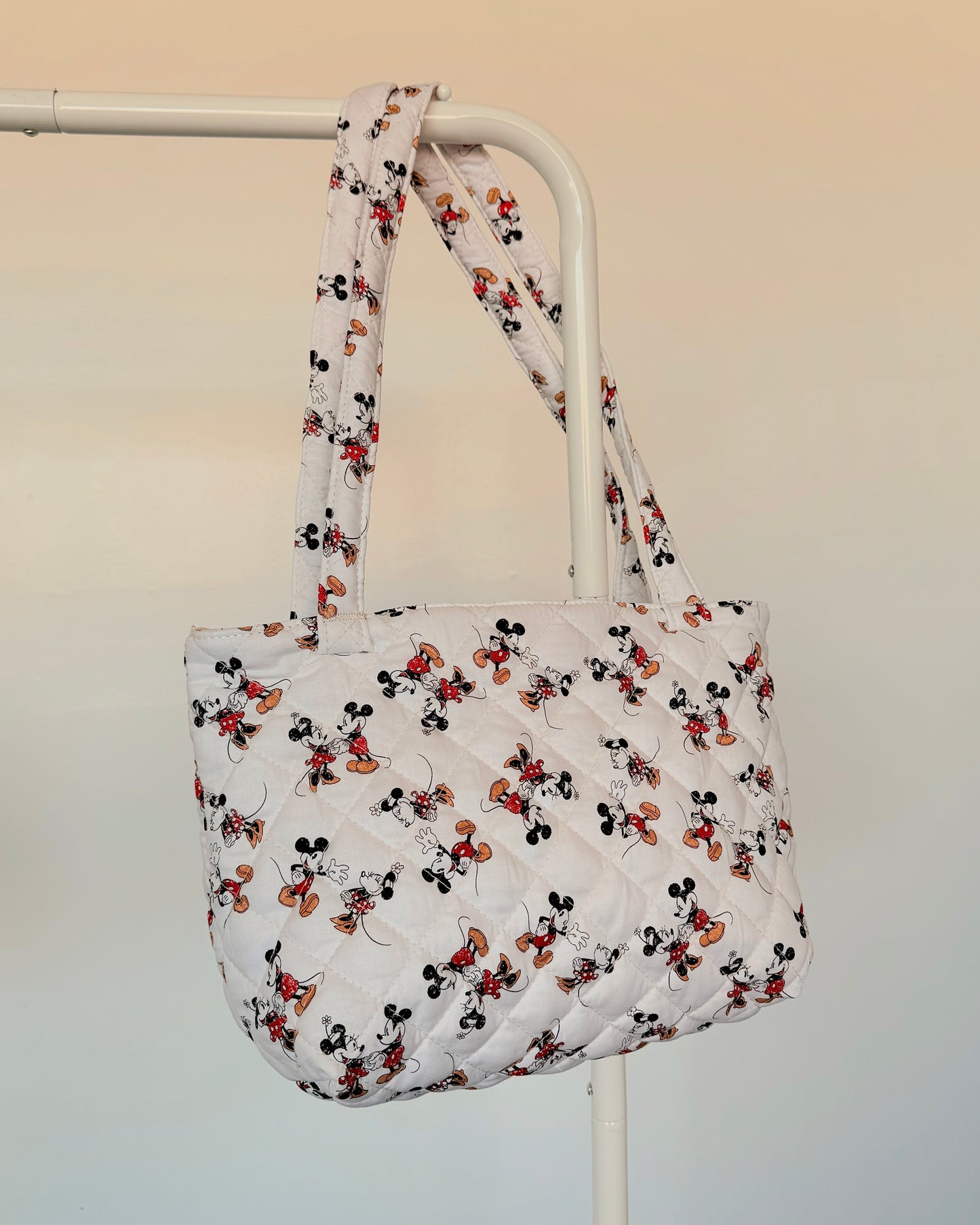 White Classic Mouse Couple Tote Bag