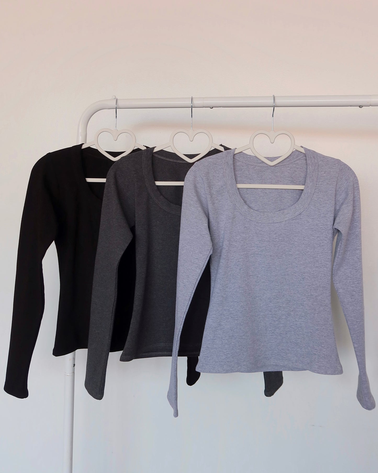 Charcoal (Round) Cotton Long Sleeve Top