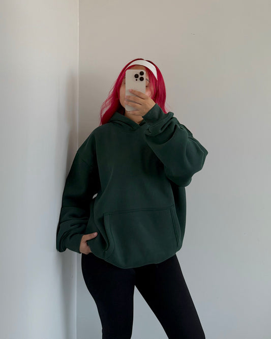 Forest Green Cloud Fleece Oversized Hoodie