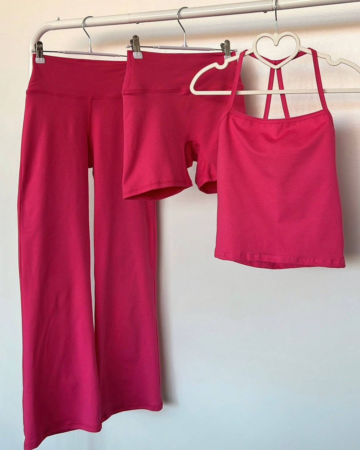 Fuchsia Marled HW Active Flare Pants