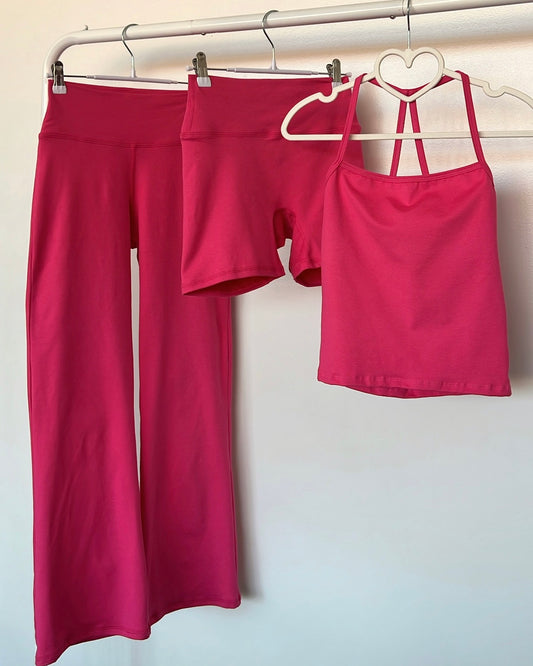 Fuchsia Marled HW Active Flare Pants