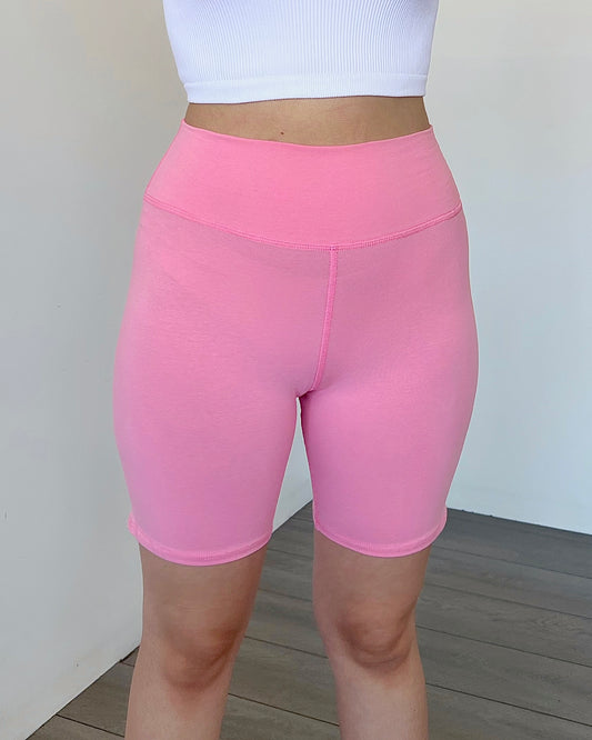 Pink High Rise Biker Shorts