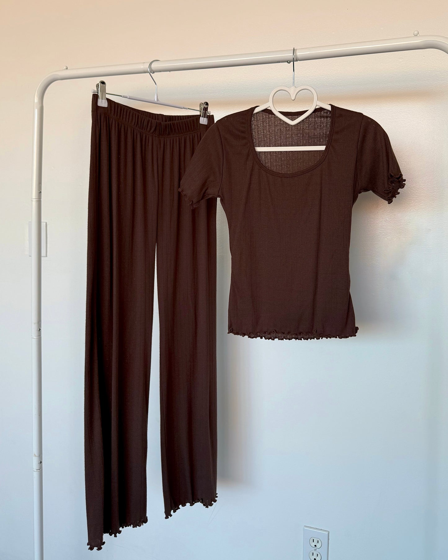 Chocolate (POINTELLE) Short Sleeve Top