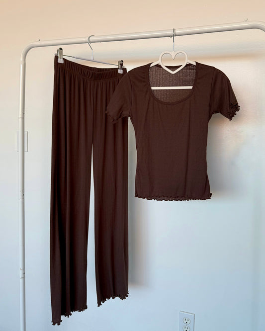 Chocolate (POINTELLE) Short Sleeve Top