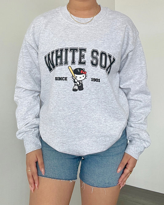 Heather Grey HK White Sox Fleece Crew (Unisex)