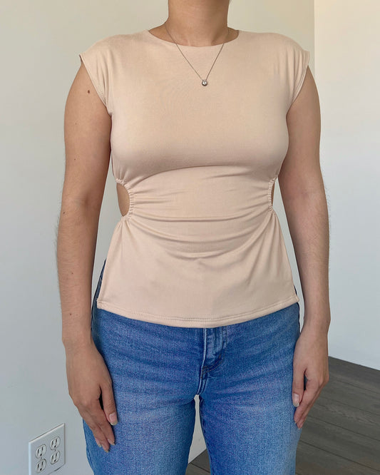 Nude Boxy Drawstring Top (B-Soft)