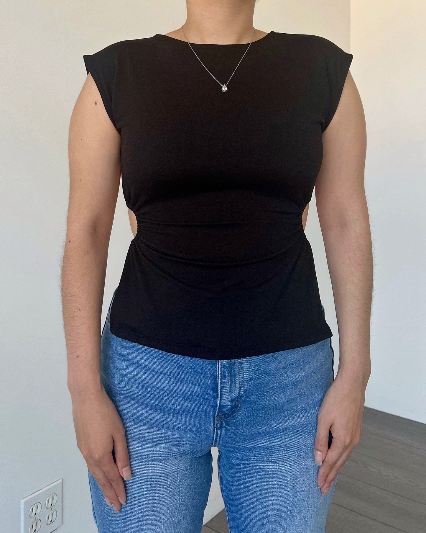 Black Boxy Drawstring Top (B-Soft)