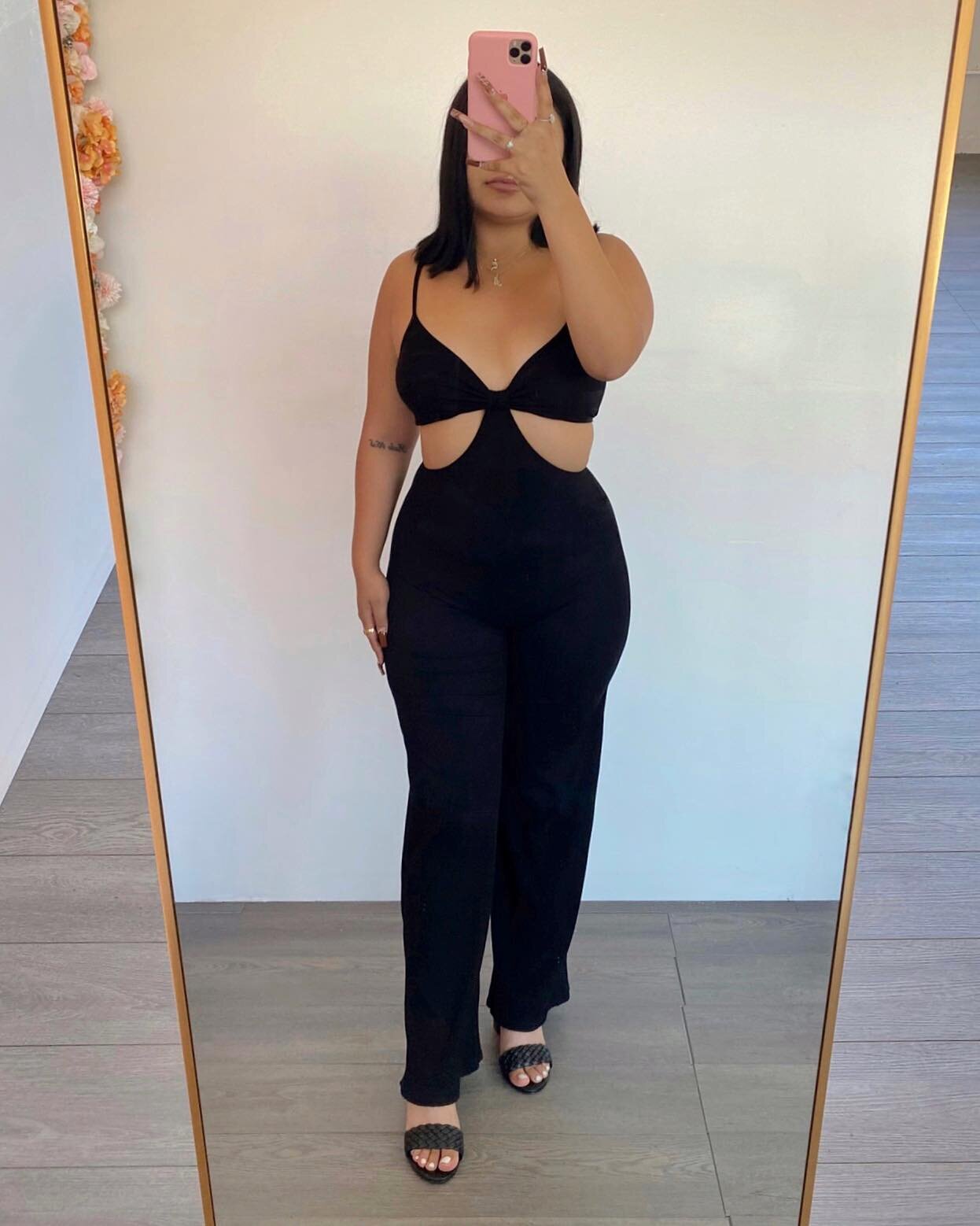 Side Cuts Jumpsuit - Black