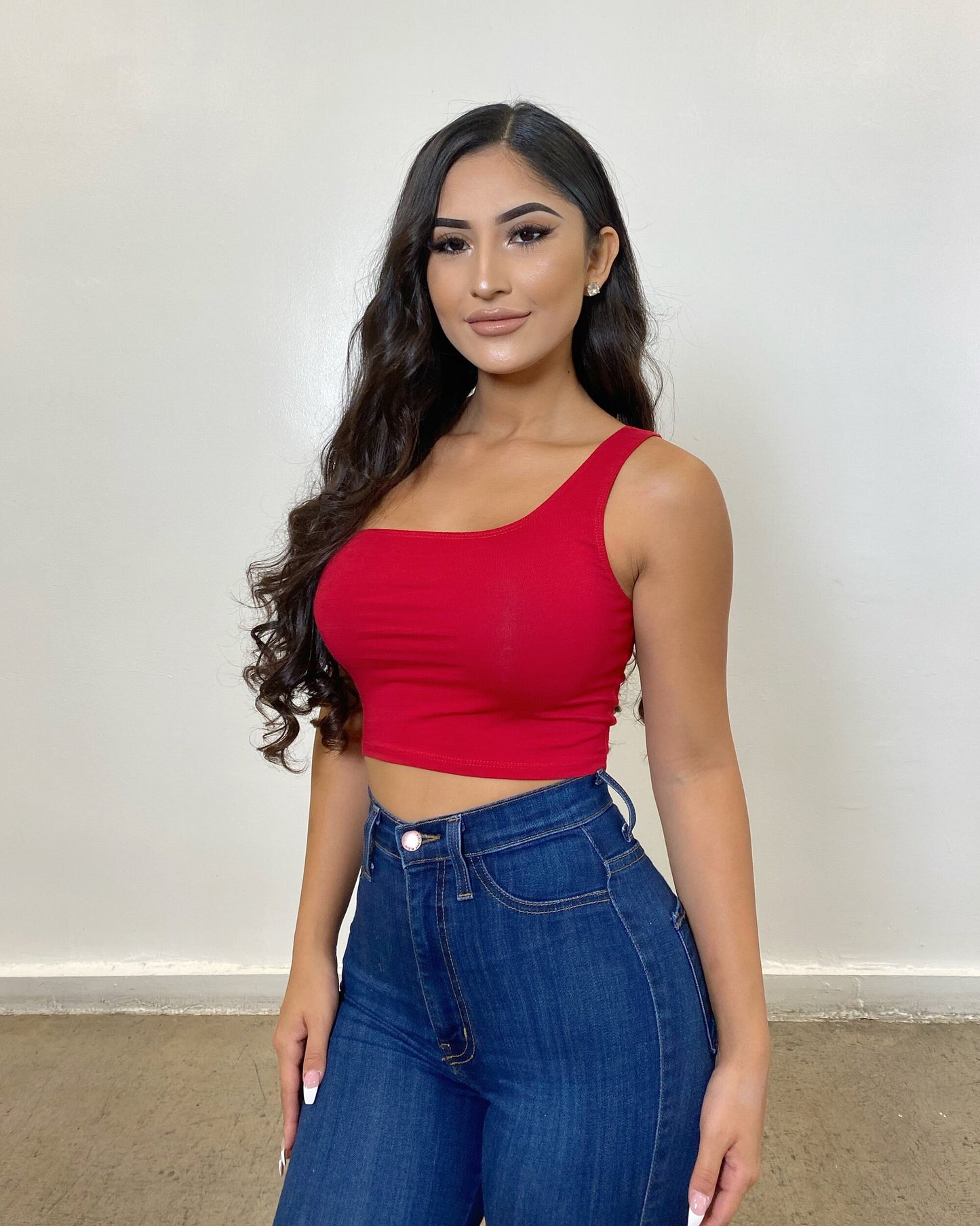 One Shoulder Top - Red
