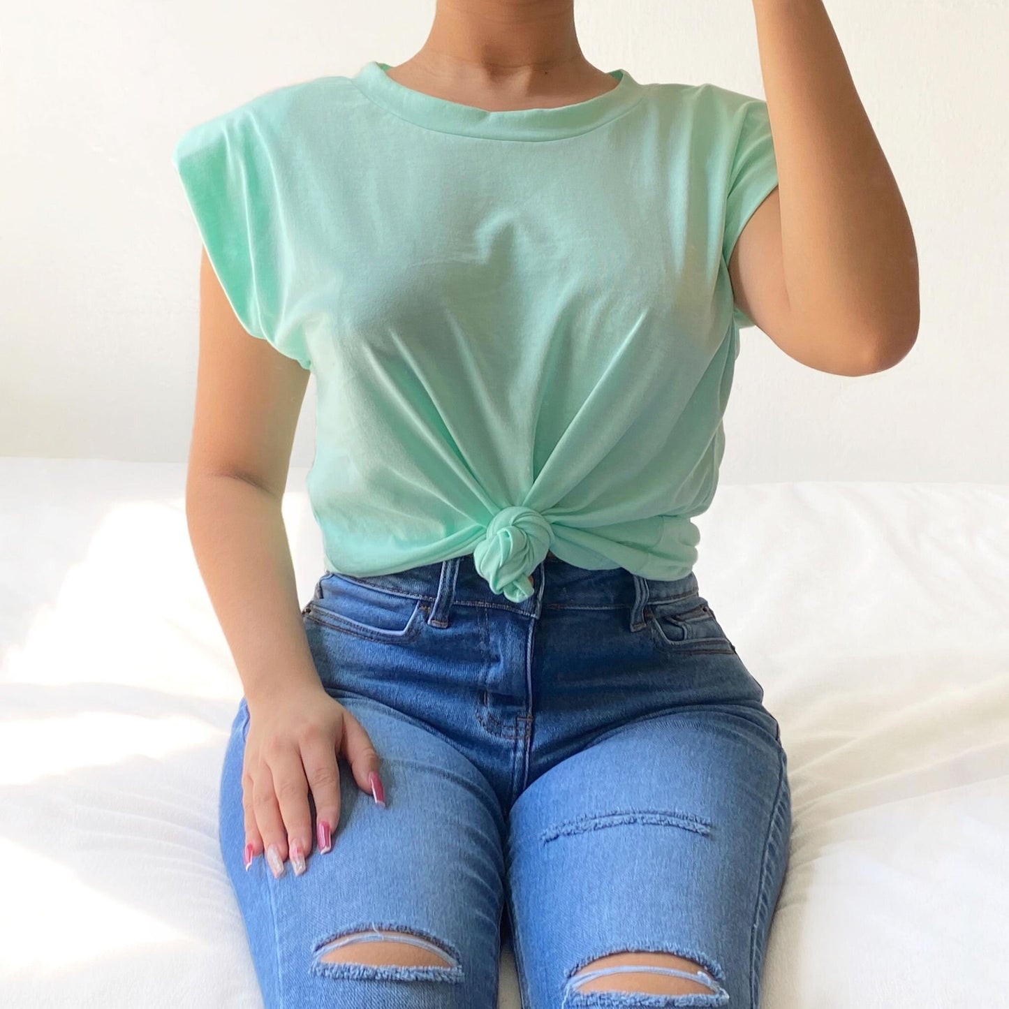 Shoulder Pad Top - Mint