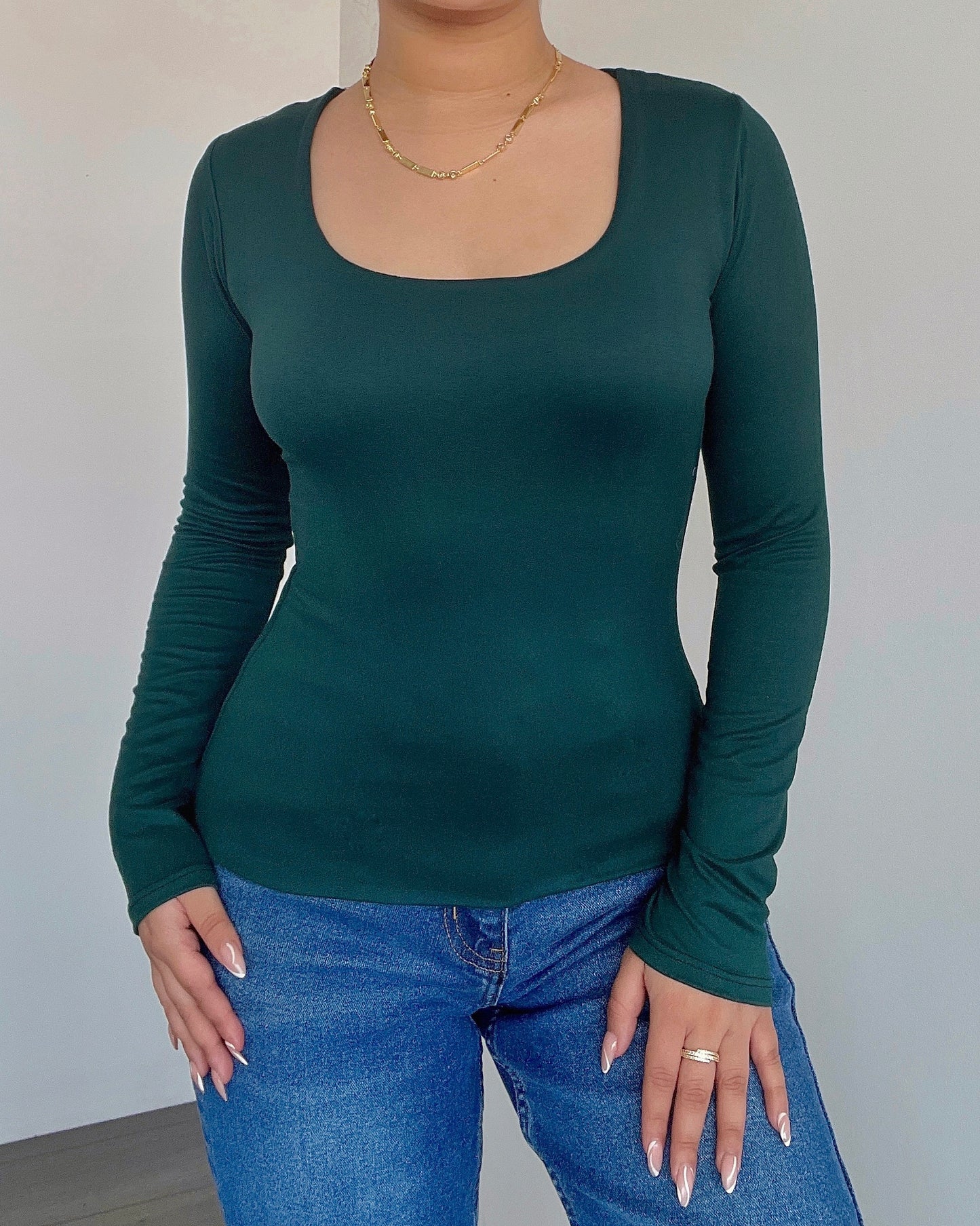 Forest Green (Scoop) B-Soft Long Sleeve Top