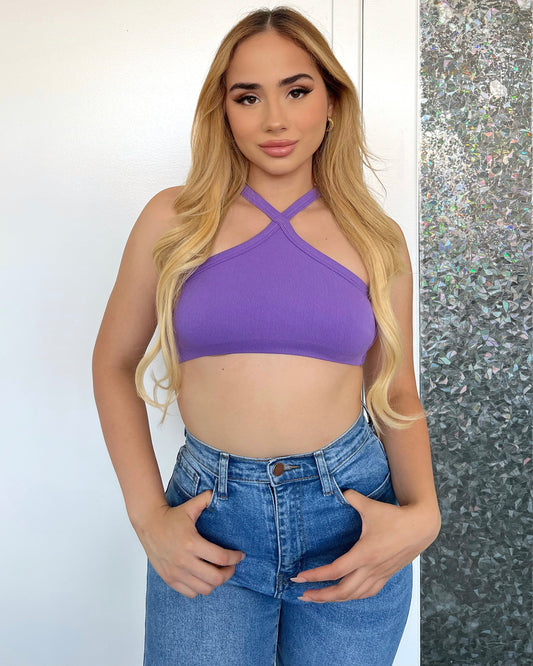 Violet Ribbed Strapy Top