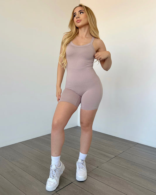 Sand Marled Essential Short Romper
