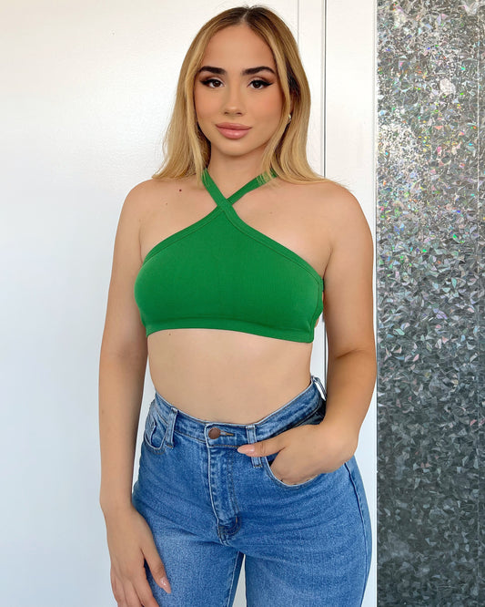 Kelly Green Ribbed Strapy Top