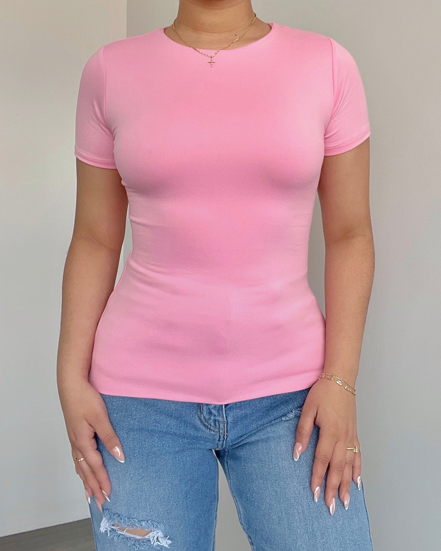 Pink B-Soft Short Sleeve Top
