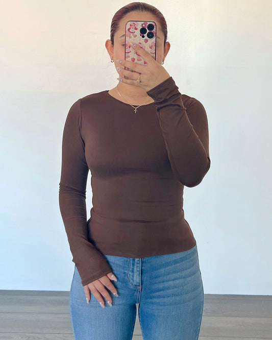 Brown B-Soft Long Sleeve Top