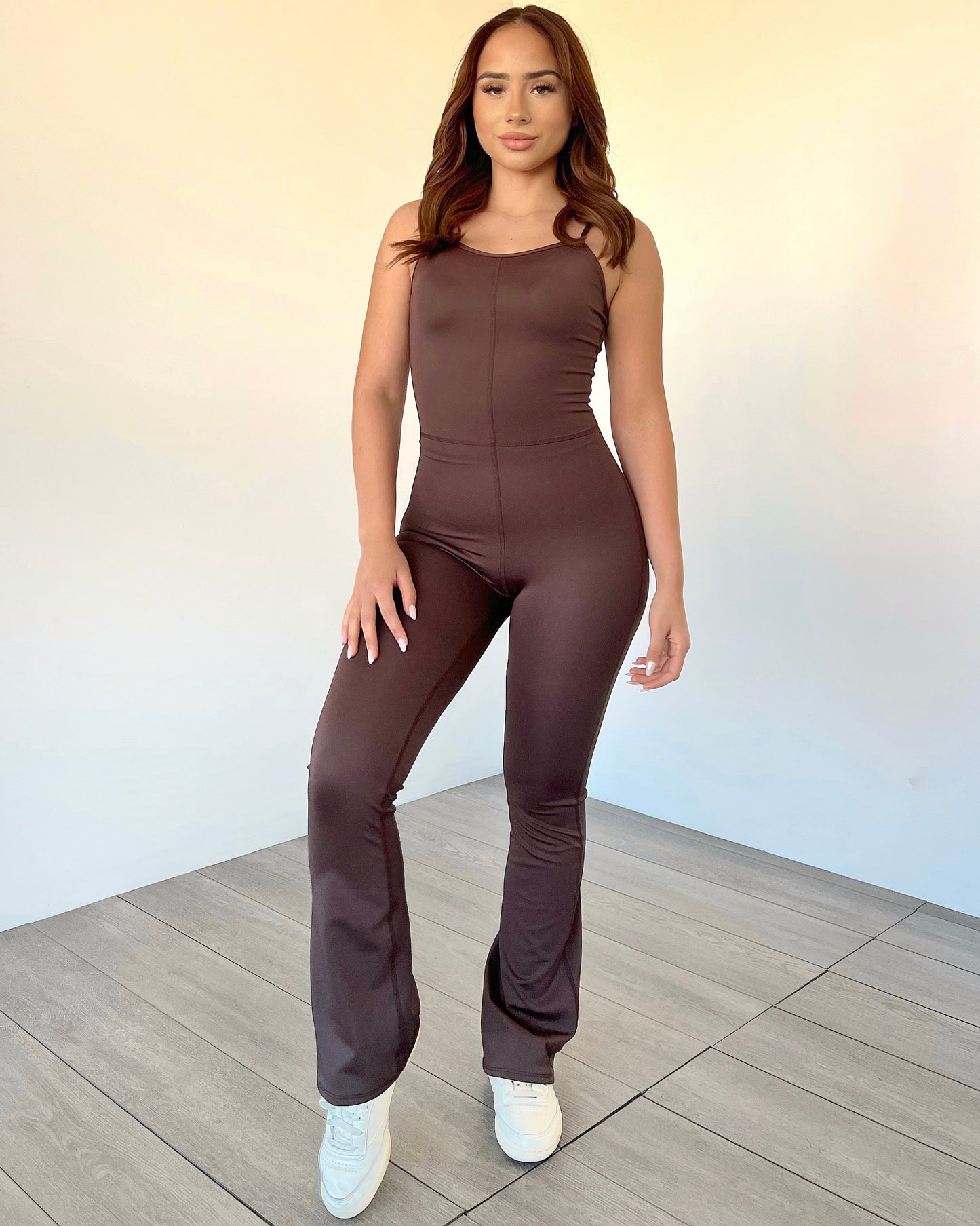 Brown Flare Full Jumpsuit